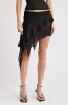 Lioness Palisade Layered Asymmetric Miniskirt In Black