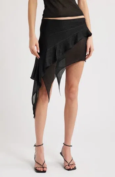 Lioness Palisade Layered Asymmetric Miniskirt In Black