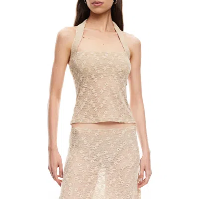 Lioness Palisades Lace Halter Top In Brown