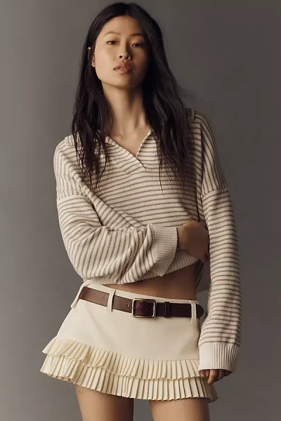 Lioness Pleated Hem Mini Skort In White