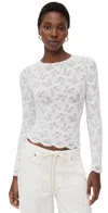 Lioness Poppy Lace Long Sleeve Blouse Cream In White