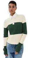 Lioness Prince Rugby Sweater In Moss Stripe