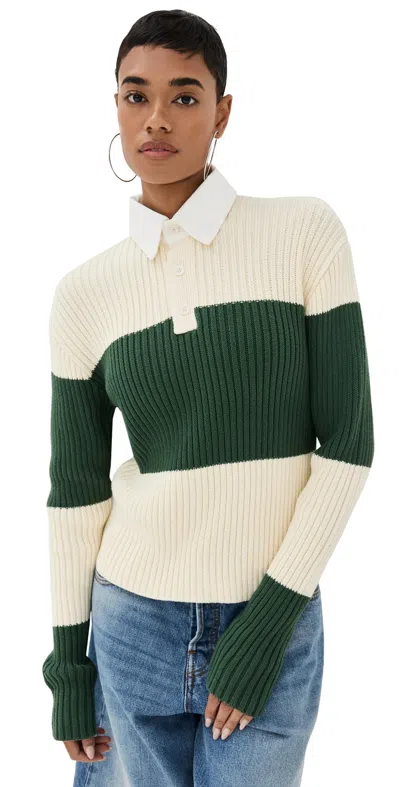 LIONESS PRINCE RUGBY SWEATER MOSS STRIPE