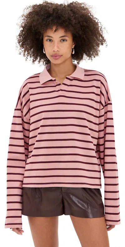 Lioness Rebels Jersey Burgundy Blush Stripe In Pink