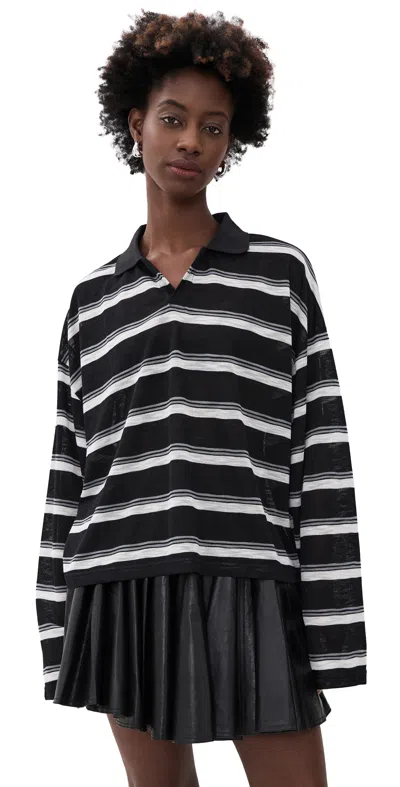 Lioness Rebels Collared Long Sleeve Top In Black