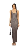 Lioness Rebirth Stripe Cotton Maxi Dress In Chocolate