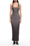 Lioness Rebirth Stripe Cotton Maxi Dress In Chocolate