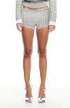 Lioness Reborn Cable Knit Shorts In Gray