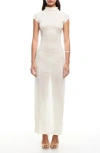 Lioness Redefined Exposed Seam Semisheer Maxi Dress In Cream