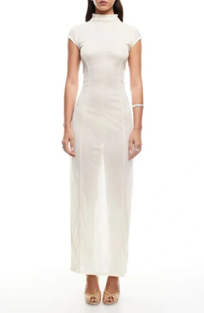 Lioness Redefined Exposed Seam Semisheer Maxi Dress In Cream