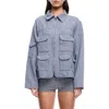 Lioness Renacida Pocket Jacket In Denim Stripe