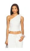 Lioness Rendezvous One Shoulder Top Porcelain In White