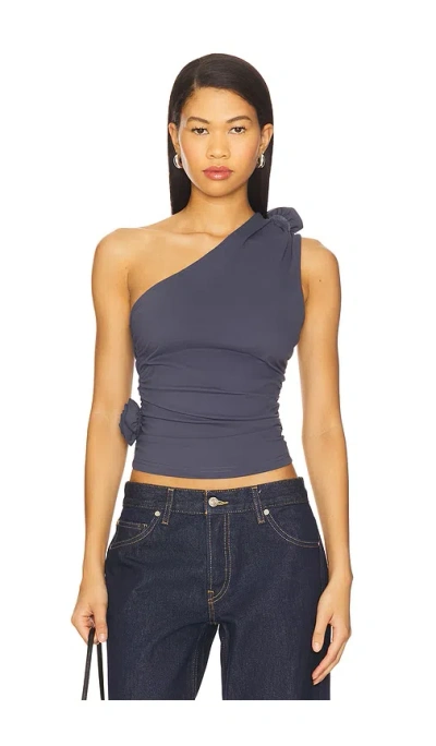 Lioness Rendezvous One Shoulder Top In Blue