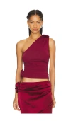 Lioness Rendezvous One Shoulder Top In Burgundy