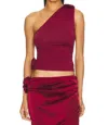 Lioness Rendezvous One Shoulder Top In Garnet In Multi