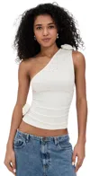 Lioness Rendezvous One Shoulder Top Porcelain In White