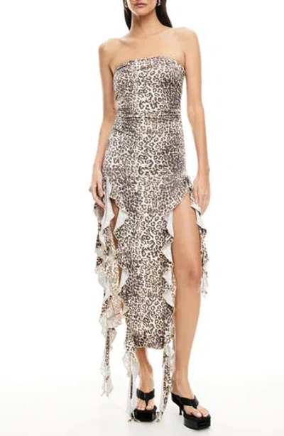full maxi dress with sleeves Floral Frill Trim Sleeve Plunge Maxi Dress