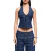 Lioness Renewal Halter Top Indigo Plaid