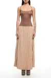 Lioness Renissance Mixed Media Maxi Dress In Chocolate