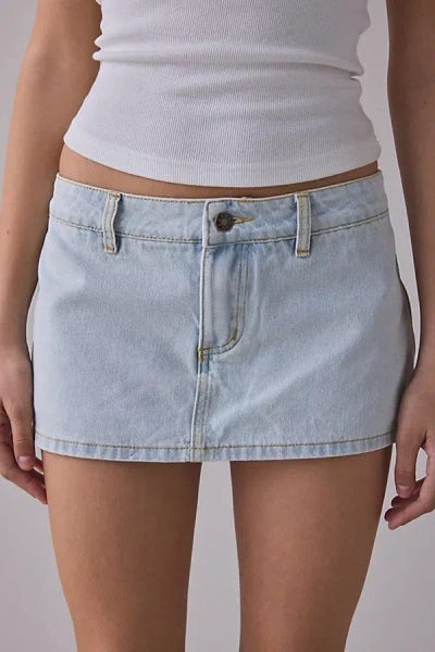 Lioness Rhode Denim Low-rise Mini Skort In Light Denim, Women's At Urban Outfitters In Blue