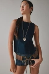 Lioness Rider Backless Denim Vest Top Jacket In Indigo, Women's At Urban Outfitters
