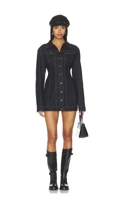 Lioness Rider Denim Mini Dress In Black