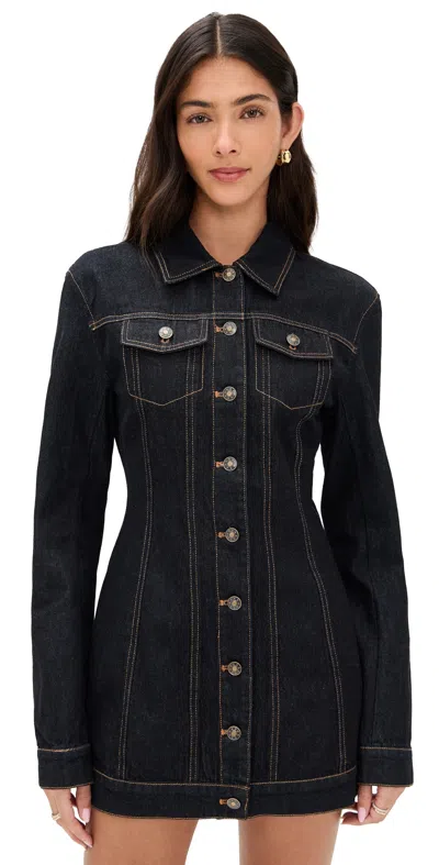 Lioness Rider Denim Mini Dress Dark Denim In Black