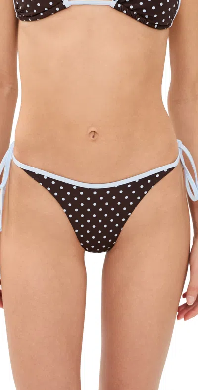 Lioness Rio Tie Bikini Bottoms Chocolate Blue Polka In Black