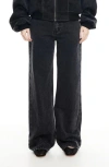 Lioness Renacida Low Rise Wide Leg Jeans In Black