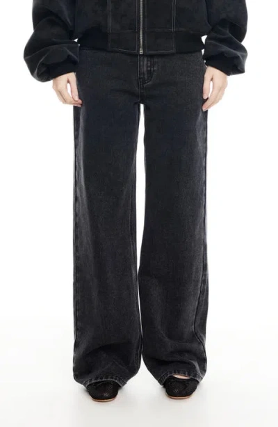 Lioness Rising Wide Leg Jeans In Black