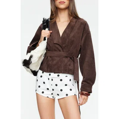 Lioness Ritz Faux Suede Jacket In Brown