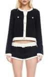 Lioness Riviera Contrast Trim Tweed Jacket In Black