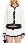 Lioness Riviera Contrast Trim Tweed Jacket In Neutral