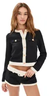 Lioness Riviera Contrast Trim Tweed Jacket In Black