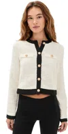 Lioness Riviera Contrast Trim Tweed Jacket In White