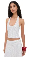 Lioness Roxy Halter Top Porcelain Polka In White