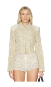 Lioness Slick Crop Jacket Lemontini In Green