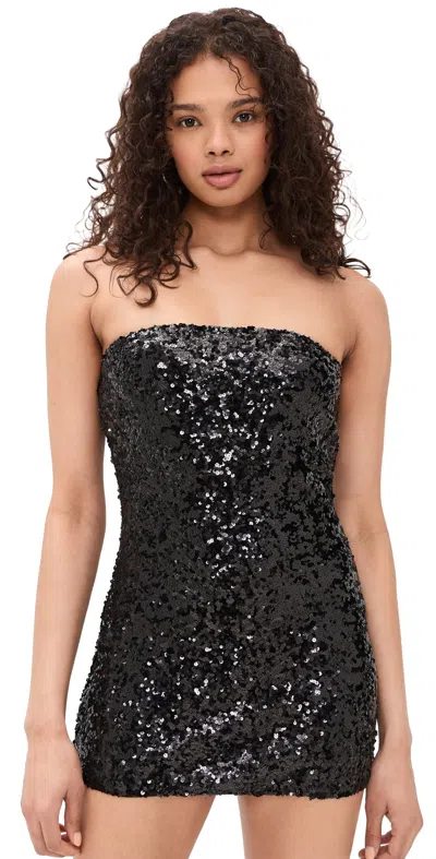 Lioness Sequin Strapless Mini Dress Noir In Black