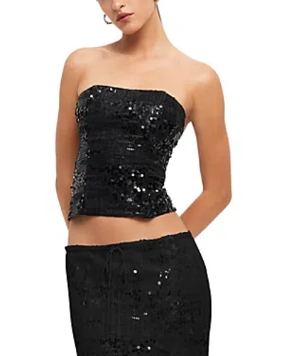 Lioness Sequined Strapless Top In Onyx
