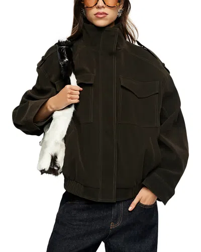 Lioness Serra Funnel Neck Bomber Jacket In Green