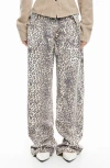 Lioness She's All That Straight Leg Jeans In Animal Print