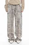 Lioness She's All That Straight Leg Jeans In Leopard Fade