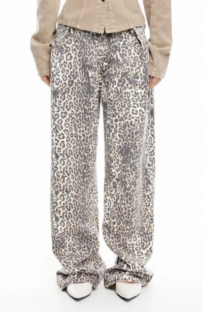 Lioness She's All That Straight Leg Jeans In Leopard Fade