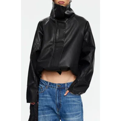 Lioness Shoreline Faux Leather Jacket In Black