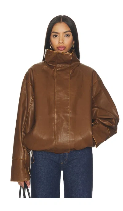 Lioness Shoreline Funnel Jacket In Brown
