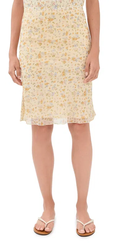 Lioness Shoreline Midi Skirt Beige In Brown