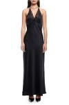 Lioness Shoreline Plaid Lace Trim Halter Maxi Dress In Black