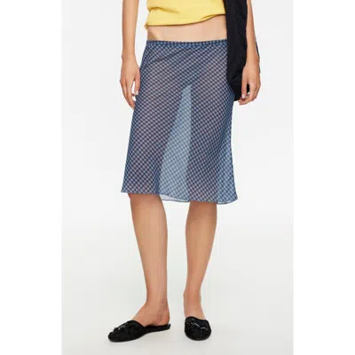 Lioness Shoreline Sheer Check Skirt In Blue