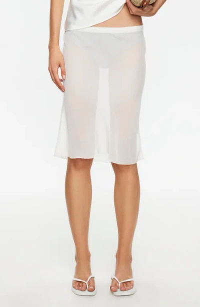 Lioness Shoreline Sheer Cover-up Skirt In White