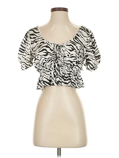 Pre-owned Lioness Short Sleeve Top Ivory Sweetheart Neckline Tops